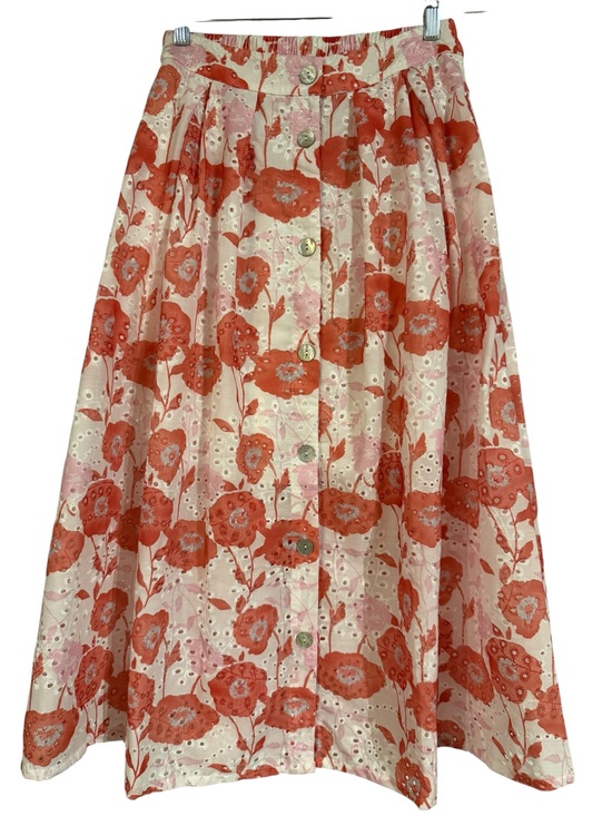 Entro Dresses & Skirts - Entro Floral Eyelet Midi Skirt